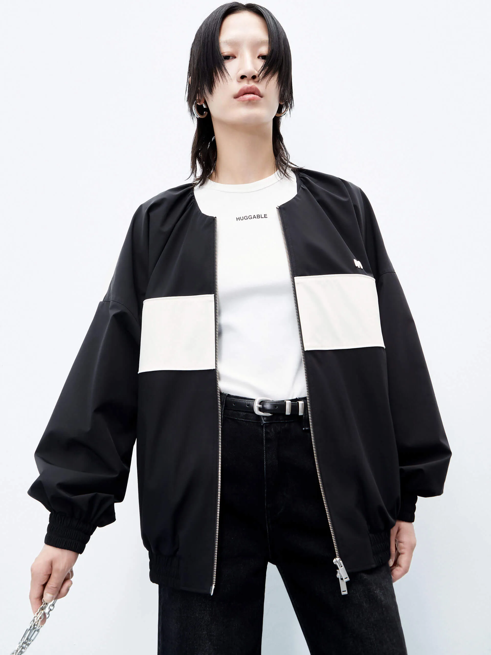 Two Tone Collarless Jacket