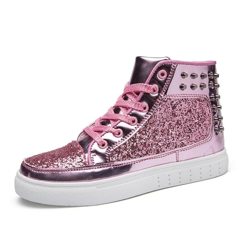 Unisex Off-Bound Rivet Shiny Tennis Shoes