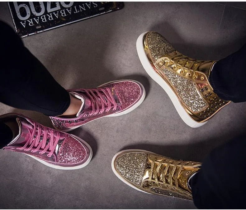 Unisex Off-Bound Rivet Shiny Tennis Shoes