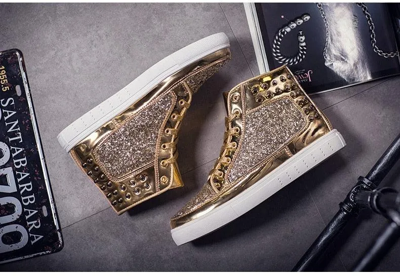 Unisex Off-Bound Rivet Shiny Tennis Shoes