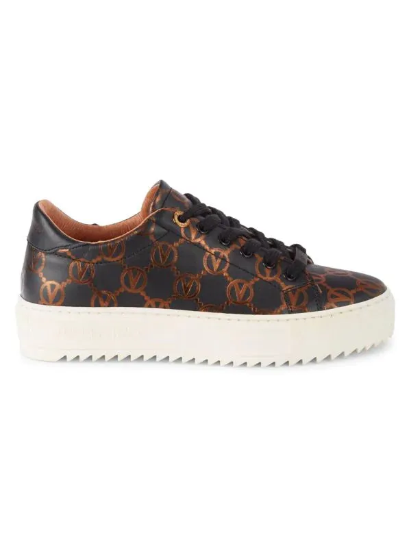 Valentino by Mario Valentino Beatrice Logo Leather Platform Sneakers - Black