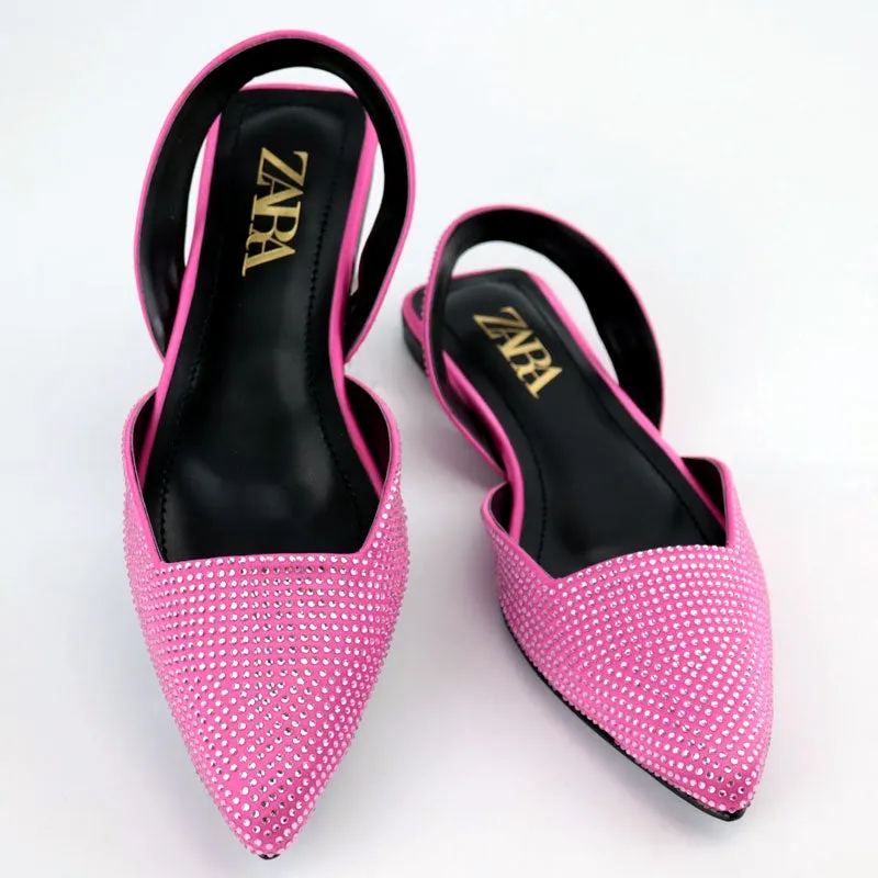 Women's Crystal Embellished Pointed Toe Gorgeous Flat Shoes-#1015 #22