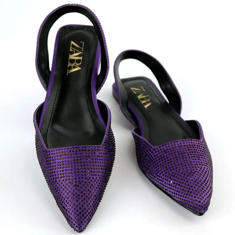 Women's Crystal Embellished Pointed Toe Gorgeous Flat Shoes-#1015 #22