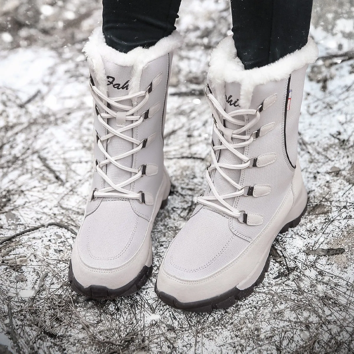 Women's pretty elegant winter thermal plush outdoor anti-skid boots