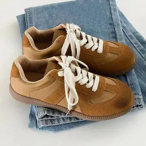 Women's Retro Contrast Color Strappy Flat Casual Shoes 99037385S