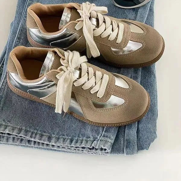 Women's Retro Contrast Color Strappy Flat Casual Shoes 99037385S