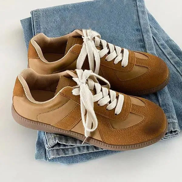 Women's Retro Contrast Color Strappy Flat Casual Shoes 99037385S